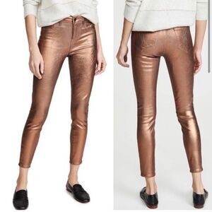 New l’agence bronze brown shimmer coated Margot cropped skinny jeans